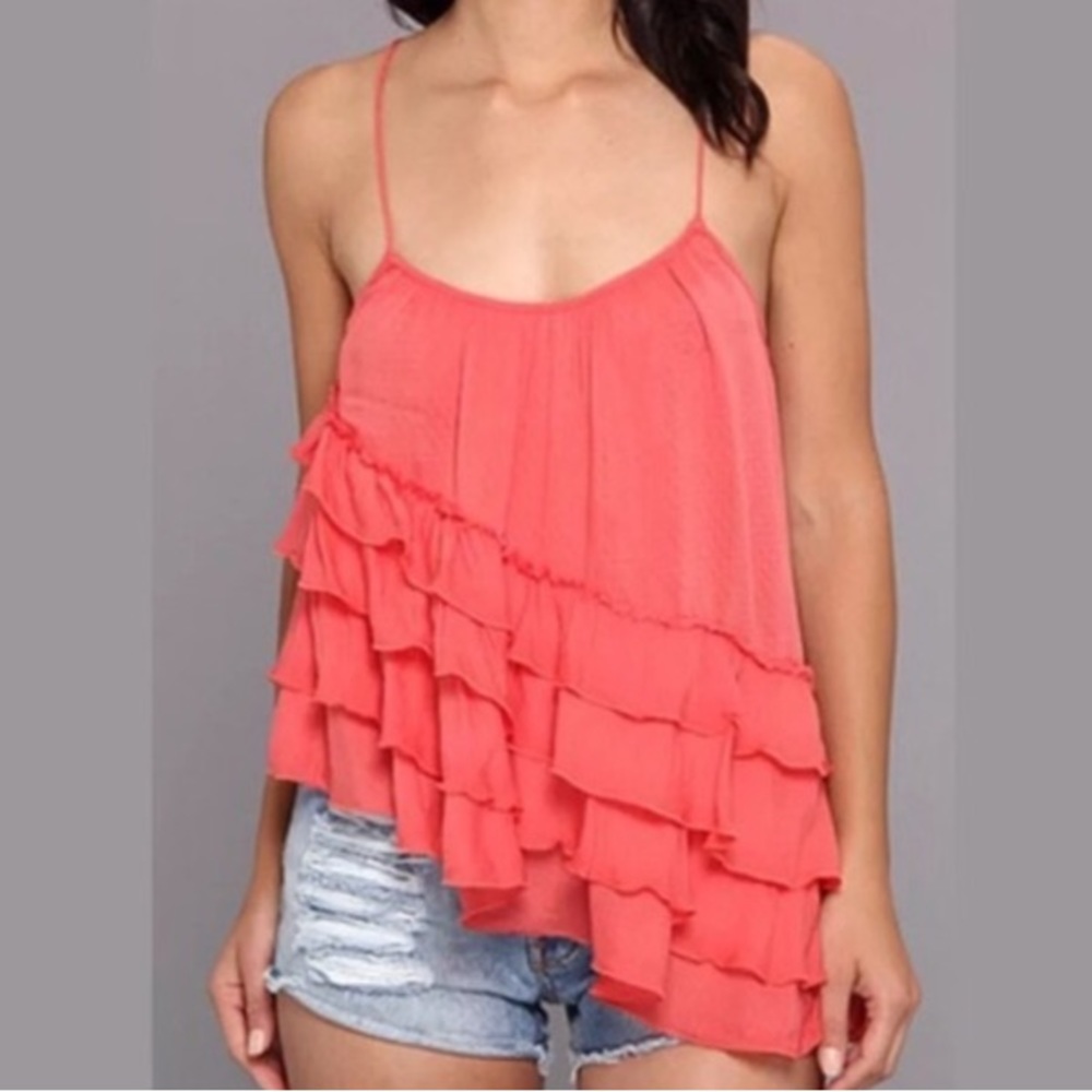 Free People Flutter By Asymmetrical Ruffle Tank Top